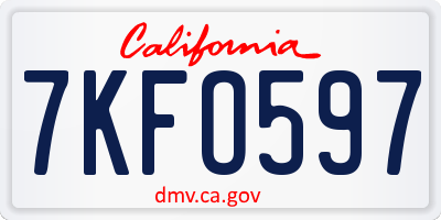 CA license plate 7KFO597