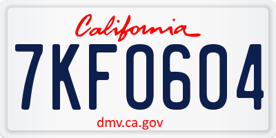 CA license plate 7KFO604