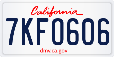 CA license plate 7KFO606