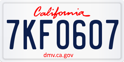 CA license plate 7KFO607
