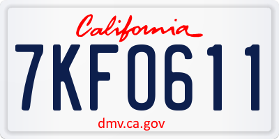 CA license plate 7KFO611