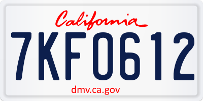 CA license plate 7KFO612