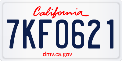 CA license plate 7KFO621
