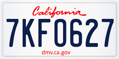 CA license plate 7KFO627