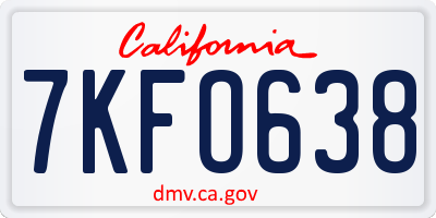 CA license plate 7KFO638