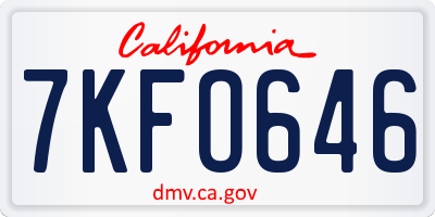CA license plate 7KFO646