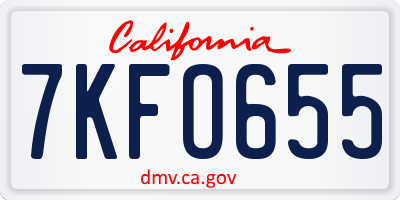 CA license plate 7KFO655
