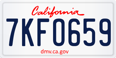 CA license plate 7KFO659