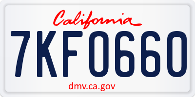 CA license plate 7KFO660