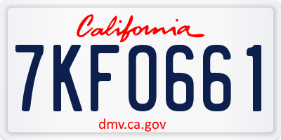 CA license plate 7KFO661