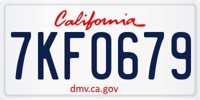 CA license plate 7KFO679