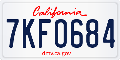 CA license plate 7KFO684