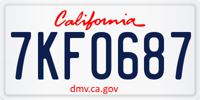 CA license plate 7KFO687