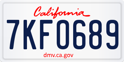 CA license plate 7KFO689