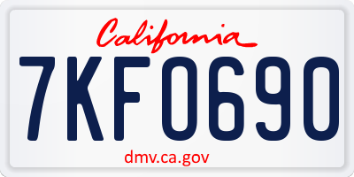 CA license plate 7KFO690