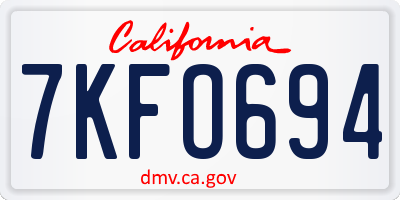 CA license plate 7KFO694