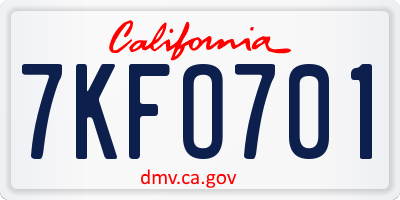 CA license plate 7KFO701
