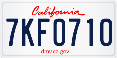 CA license plate 7KFO710