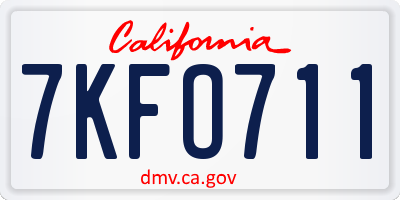 CA license plate 7KFO711