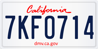 CA license plate 7KFO714