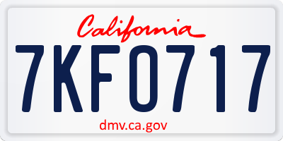 CA license plate 7KFO717