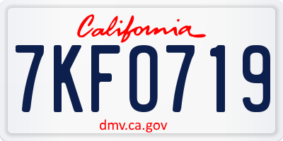 CA license plate 7KFO719
