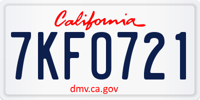 CA license plate 7KFO721