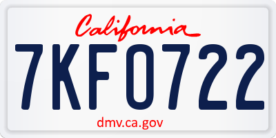 CA license plate 7KFO722