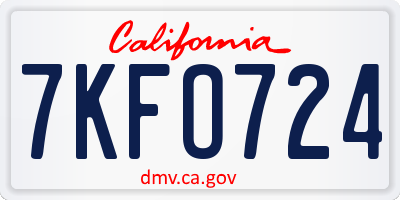 CA license plate 7KFO724