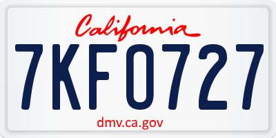 CA license plate 7KFO727