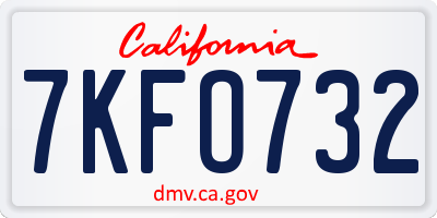 CA license plate 7KFO732