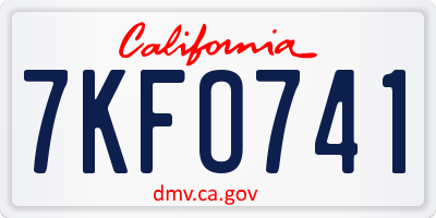 CA license plate 7KFO741