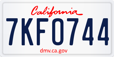 CA license plate 7KFO744