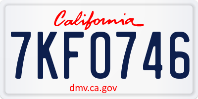 CA license plate 7KFO746
