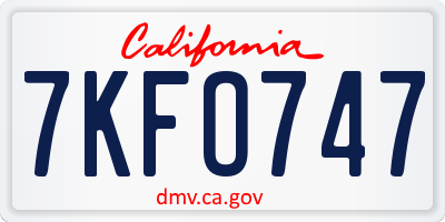 CA license plate 7KFO747