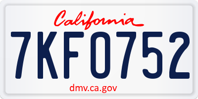 CA license plate 7KFO752