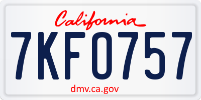 CA license plate 7KFO757
