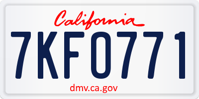 CA license plate 7KFO771
