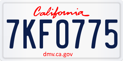 CA license plate 7KFO775