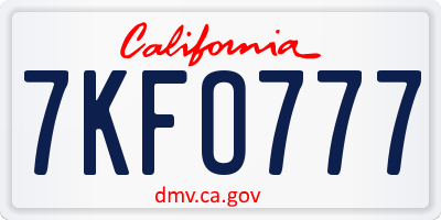 CA license plate 7KFO777