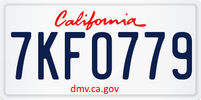 CA license plate 7KFO779