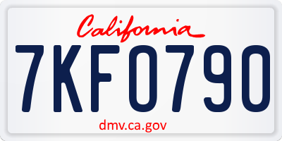 CA license plate 7KFO790