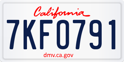 CA license plate 7KFO791