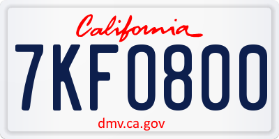 CA license plate 7KFO800
