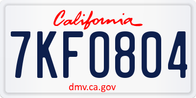 CA license plate 7KFO804