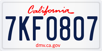 CA license plate 7KFO807