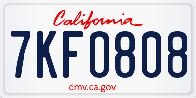 CA license plate 7KFO808