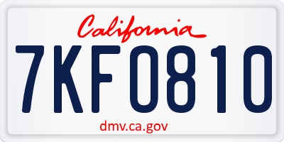 CA license plate 7KFO810
