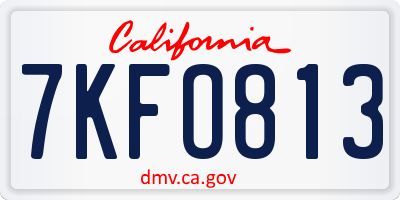 CA license plate 7KFO813