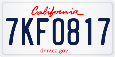 CA license plate 7KFO817